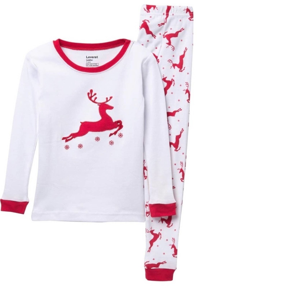 NWT Leveret Reindeer Holiday Cotton Pajamas 2 Piece Set (18-24 Months)